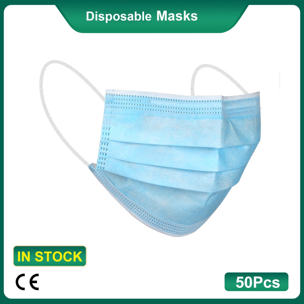 50Pcs/Box CE Certified Disposable Medical Masks 3-Layer Strengthened Filtration Protective Facial Mouth Masks
